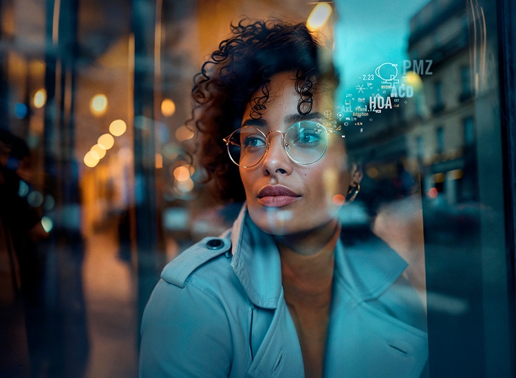 woman looking out of window