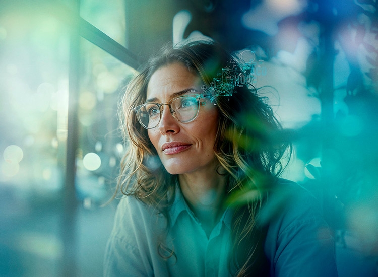 Woman looking AI